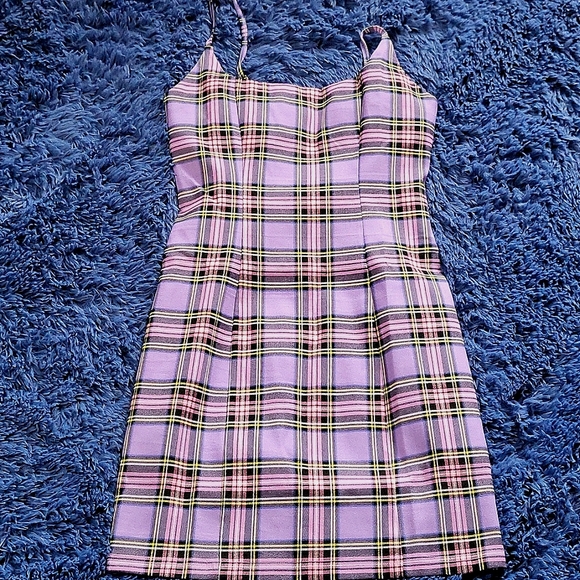 New w/o tags, Purple & Black plaid stretch mini dress - Picture 1 of 4